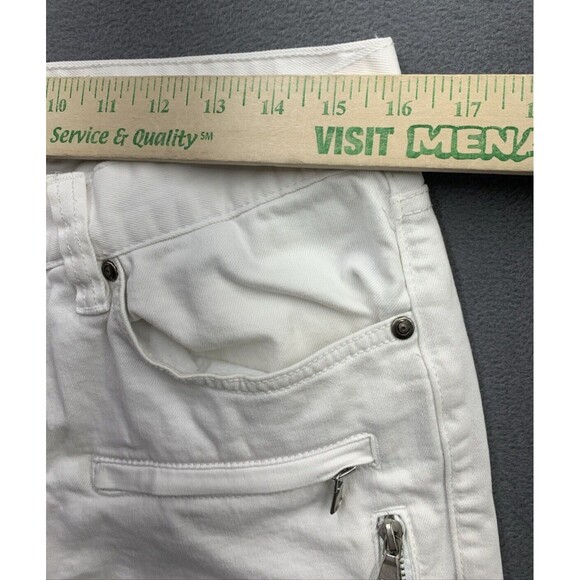 CDMG Caliber Denim Jeans Men's Size 32X32 White Moto Biker Stained Grunge - Picture 4 of 16